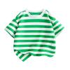 Children's Short Sleeved Striped Top Round Neck Cotton Going Out Outfits for Boys Girls Toddler (Green, 3-4 Years) view 1