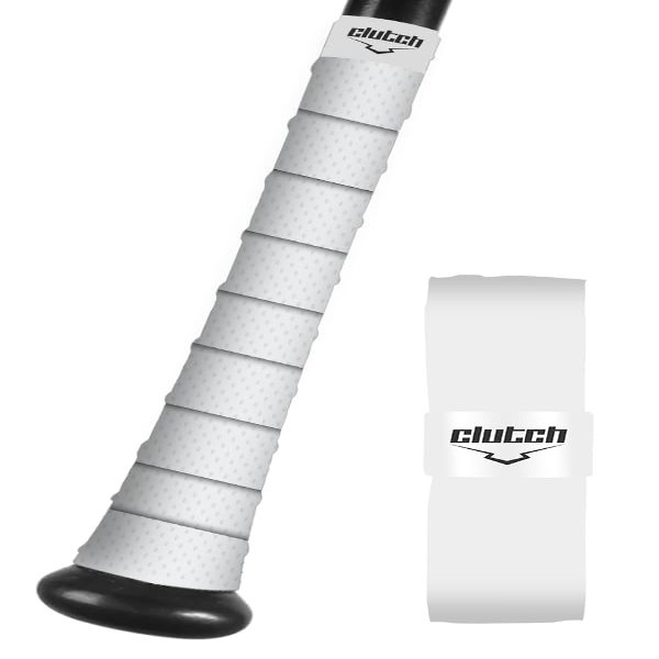 Clutch Sports Apparel All-Weather Bat Grip Tape, 1.1mm Cushioned & Non-Slip for Baseball & Softball, Durable & Multi-Sport Performance for Youth & Adult Players, White Design