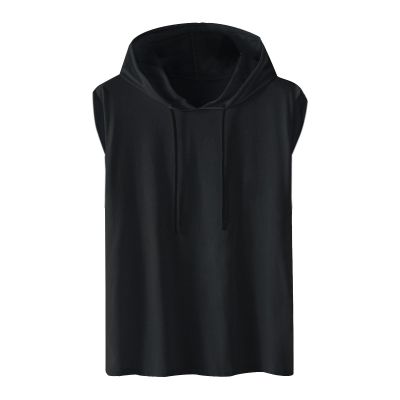 NineFit Basics Men's Hooded Tank Tops Bodybuilding Muscle Cut Off T Shirt Sleeveless Workout Gym Athletic Running Fashion Hoodies Top Black, Large