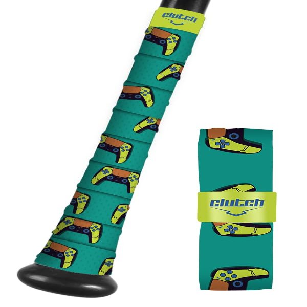 Clutch Sports Apparel All-Weather Bat Grip Tape, 1.1mm Cushioned & Non-Slip for Baseball & Softball, Durable & Multi-Sport Performance for Youth & Adult Players, Game Controller Design