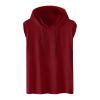NineFit Basics Men's Hooded Tank Tops Bodybuilding Muscle Cut Off T Shirt Sleeveless Workout Gym Athletic Running Fashion Hoodies Top Wine, XX-Large view 1