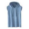 Generic Men's Hooded Tank Tops Bodybuilding Muscle Cut Off T Shirt Sleeveless Workout Gym Athletic Running Fashion Hoodies Top Blue, X-Large view 1