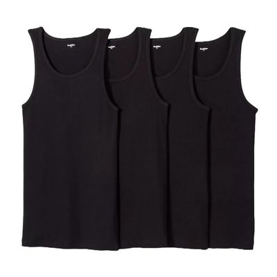 Goodfellow & Co Men's 4pk Ribbed Tank Top - (US, Alpha, Large, Regular, Regular, Black)
