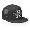 RIVEMUG NG GenX Flat Bill Embroidered Trucker Hat High Crown Adjustable Generation X Cap Charcoal view 4