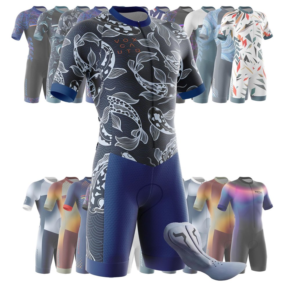 VOXCAUTQ Men's Cycling Skinsuit,Triathlon Suit Men,Trisuit for Swimming, Running, Duathlon,Cycling (6,L)