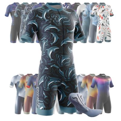VOXCAUTQ Men's Cycling Skinsuit,Triathlon Suit Men,Trisuit for Swimming, Running, Duathlon,Cycling (5,L)