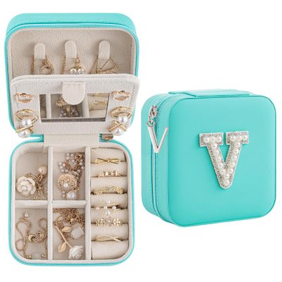 Nymtavia Birthday Gifts For Women, Initial Jewelry Box, Travel Jewelry Case, Gifts for Wife Girlfriend, Small Travel Jewelry Organizer, Gift for Girls, Graduation Gifts for Her, Bridesmaid Gifts