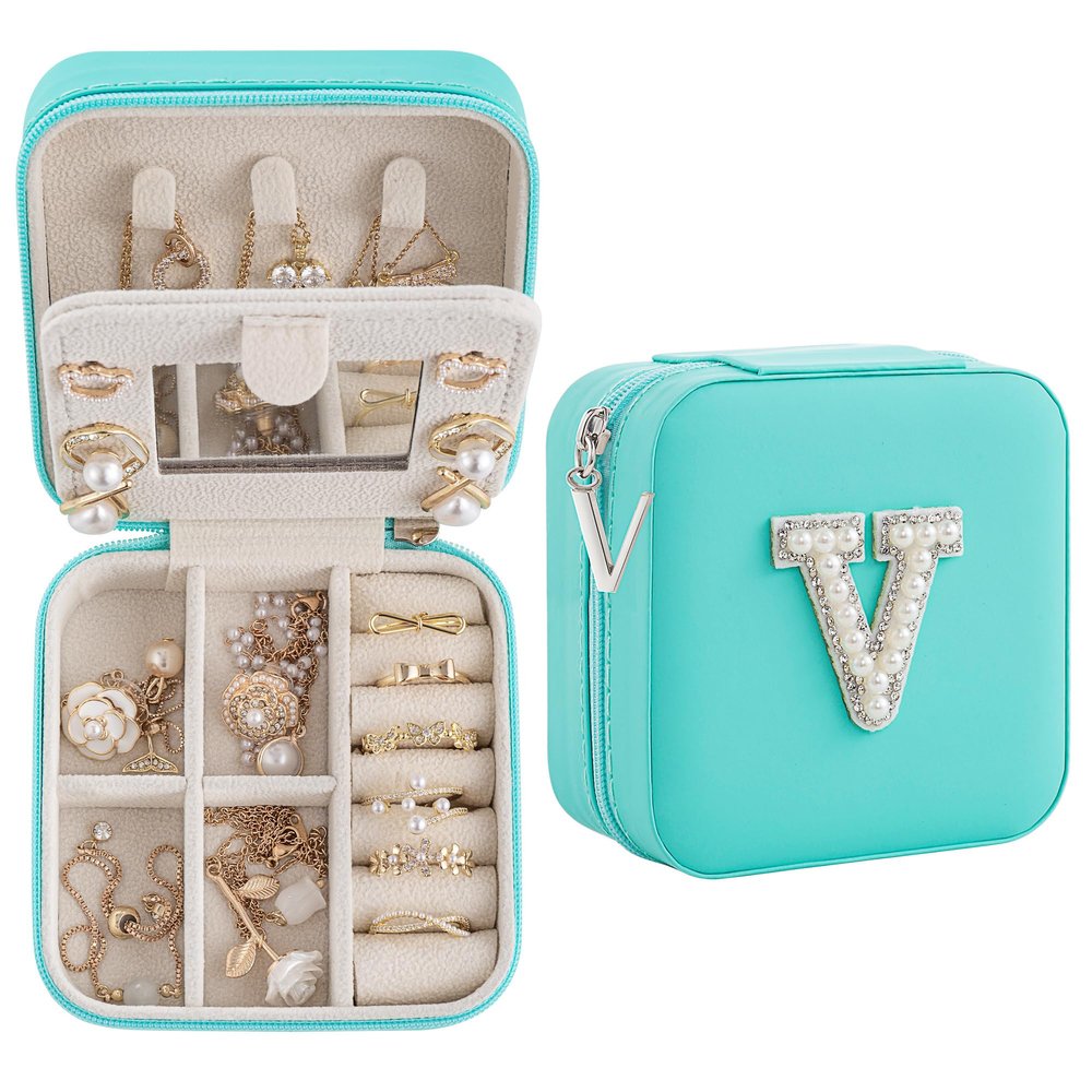 Nymtavia Birthday Gifts For Women, Initial Jewelry Box, Travel Jewelry Case, Gifts for Wife Girlfriend, Small Travel Jewelry Organizer, Gift for Girls, Graduation Gifts for Her, Bridesmaid Gifts