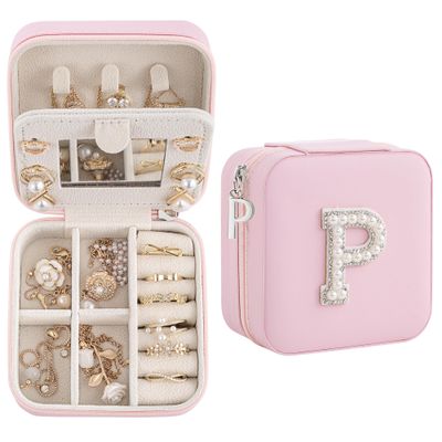 Nymtavia Birthday Gifts For Women, Initial Jewelry Box, Travel Jewelry Case, Gifts for Wife Girlfriend, Small Travel Jewelry Organizer, Gift for Girls, Graduation Gifts for Her, Bridesmaid Gifts