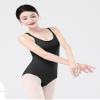 DanceDaily Black Dance Leotard for Adult Round Neck Ballet Bodysuit, High Cut, Camisole Back Crisscross view 4