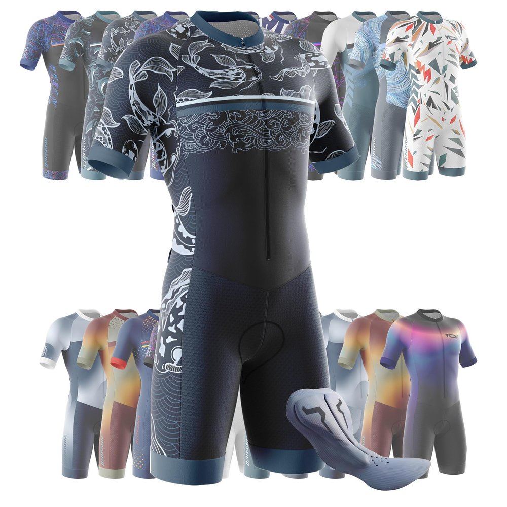 VOXCAUTQ Men's Cycling Skinsuit,Triathlon Suit Men,Trisuit for Swimming, Running, Duathlon,Cycling (3,S)