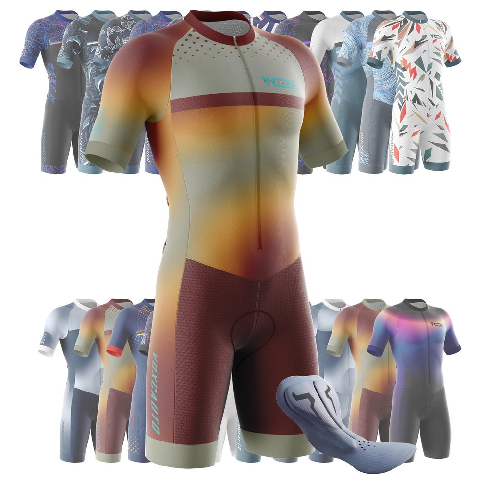 VOXCAUTQ Men's Cycling Skinsuit,Triathlon Suit Men,Trisuit for Swimming, Running, Duathlon,Cycling (13,S)