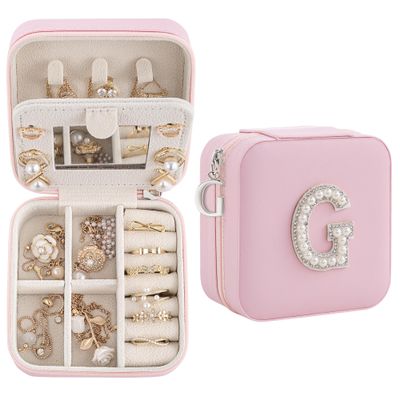 Nymtavia Birthday Gifts For Women, Initial Jewelry Box, Travel Jewelry Case, Gifts for Wife Girlfriend, Small Travel Jewelry Organizer, Gift for Girls, Graduation Gifts for Her, Bridesmaid Gifts