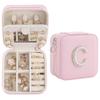 Nymtavia Initial Jewelry Box, Travel Jewelry Case, Gift for Women, Girls, Pink, Classic Style view 1