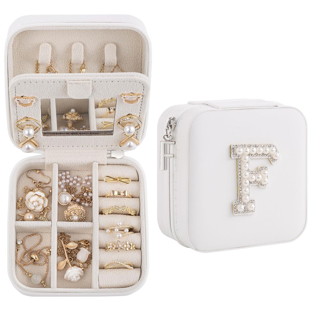 Nymtavia Birthday Gifts For Women, Initial Jewelry Box, Travel Jewelry Case, Gifts for Wife Girlfriend, Small Travel Jewelry Organizer, Gift for Girls, Graduation Gifts for Her, Bridesmaid Gifts