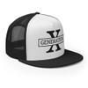 RIVEMUG NG GenX Flat Bill Embroidered Trucker Hat High Crown Adjustable Generation X Cap Black/White/Black view 4