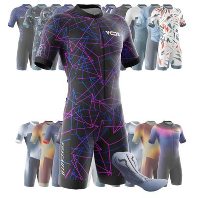 VOXCAUTQ Men's Cycling Skinsuit,Triathlon Suit Men,Trisuit for Swimming, Running, Duathlon,Cycling (15,S)