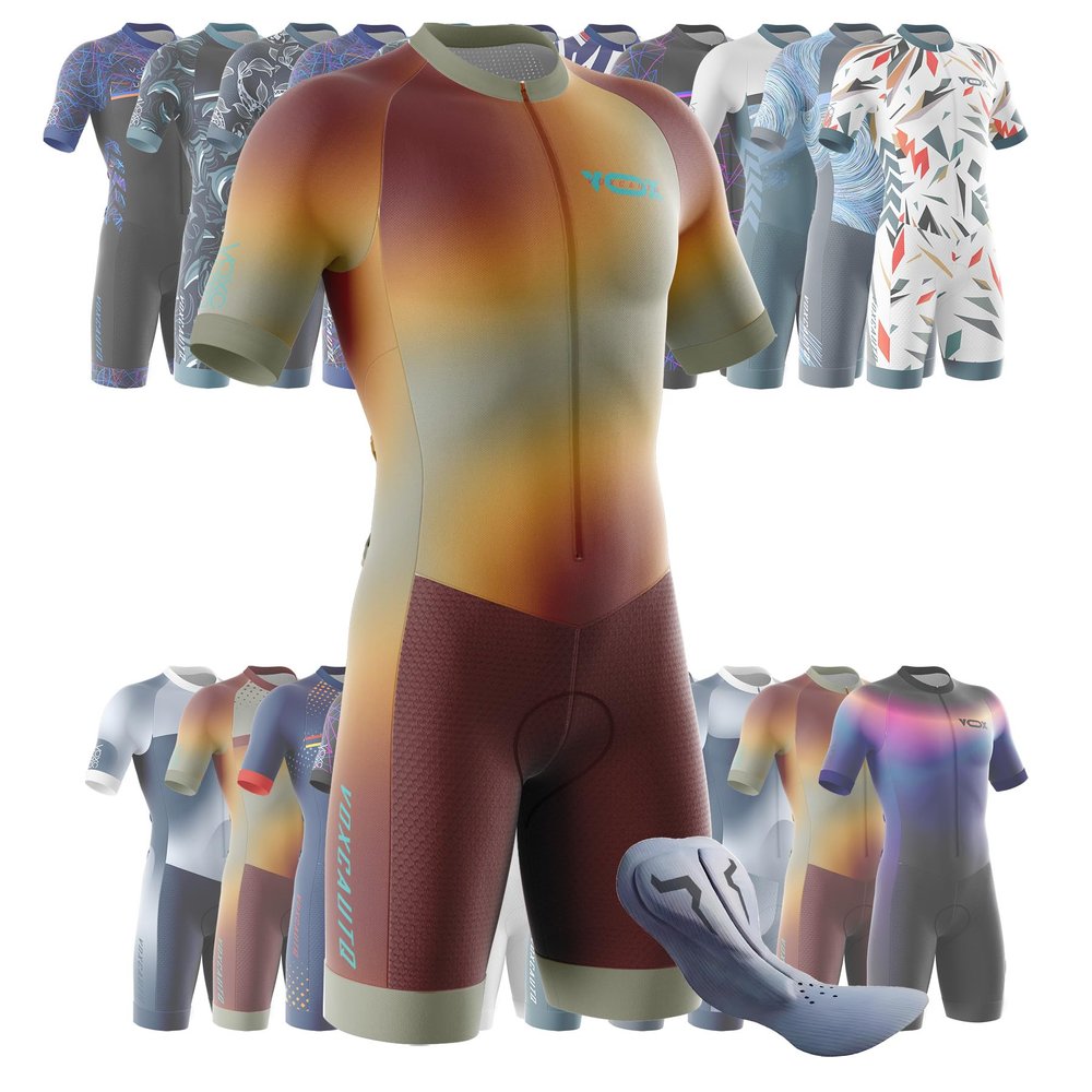 VOXCAUTQ Men's Cycling Skinsuit,Triathlon Suit Men,Trisuit for Swimming, Running, Duathlon,Cycling (20,L)