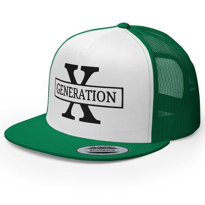 RIVEMUG NG GenX Flat Bill Embroidered Trucker Hat High Crown Adjustable Generation X Cap