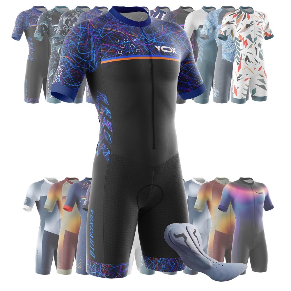VOXCAUTQ Men's Cycling Skinsuit,Triathlon Suit Men,Trisuit for Swimming, Running, Duathlon,Cycling (1,S)