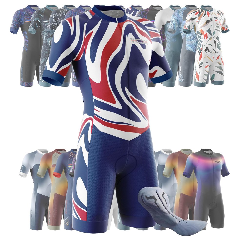 VOXCAUTQ Men's Cycling Skinsuit,Triathlon Suit Men,Trisuit for Swimming, Running, Duathlon,Cycling (7,S)