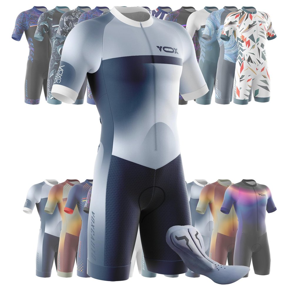 VOXCAUTQ Men's Cycling Skinsuit,Triathlon Suit Men,Trisuit for Swimming, Running, Duathlon,Cycling (12,L)