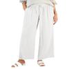 FKAEZZFR Casual Loose Pocket Cotton and Linen Slacks Cropped Cotton and Linen Wide Pants White view 1