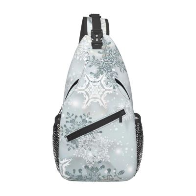 Ncpkcb Travel Hiking Daypack Fashion Chest Bag Crystal Snowflake Winter Crossbody Backpack Sling Bag Chest Daypack For Men Women