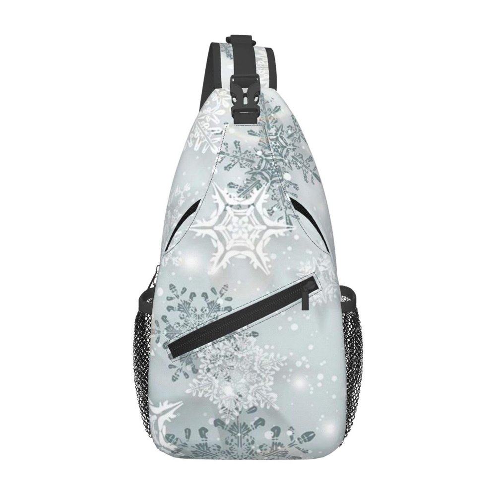 Ncpkcb Travel Hiking Daypack Fashion Chest Bag Crystal Snowflake Winter Crossbody Backpack Sling Bag Chest Daypack For Men Women