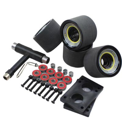 GXBHSP 70mm Skateboard Wheels and Bearings Set Longboard Wheels 80A with ABEC-9 Bearings Spacers Skateboard Parts Cruiser Wheels Black