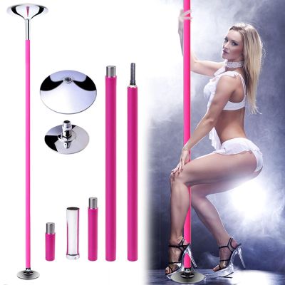 Dance Pole Portable Dancing Pole Pink Stripper Pole Floor Mount, 45MM Professionals Beginners Dancing Pole Tall Ceiling Flying Dance Poles/Tube/Bars for Home Gym Party Club Stage, Static & Spinning Fi
