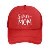 OCALL Swim Mom Mesh Baseball Hat Unisex Adjustable Solid Color Mesh Baseball Hat Red view 1