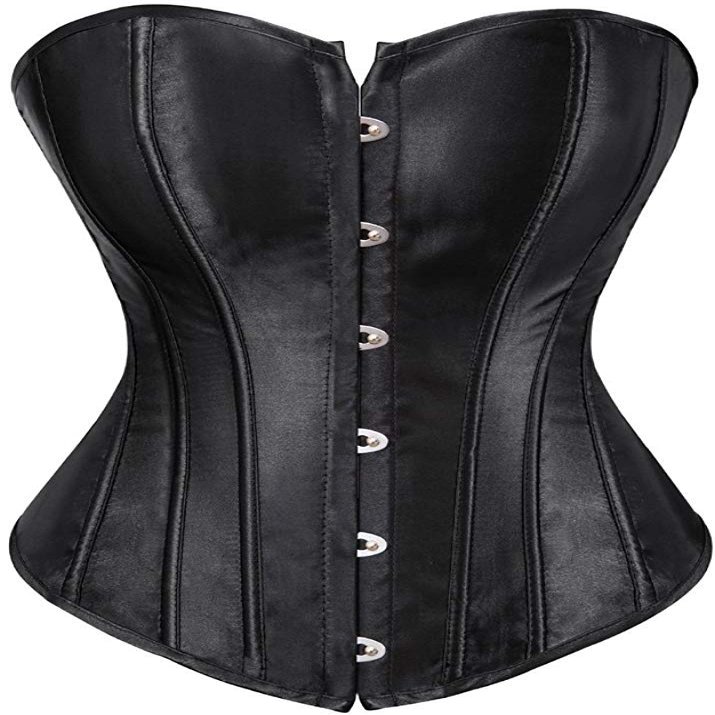 ADELCE Women's Sexy Boned Overbust Shaper Push Up Bodysuit Lace up Corsets and Strap Bustiers Top Black 4XL