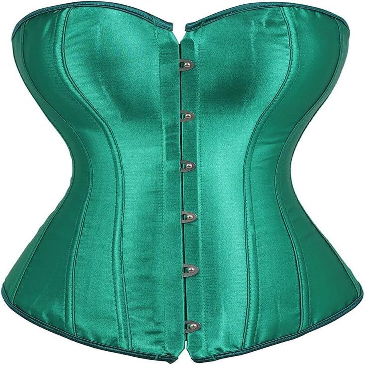 ADELCE Women's Sexy Boned Overbust Shaper Push Up Bodysuit Lace up Corsets and Strap Bustiers Top Green S