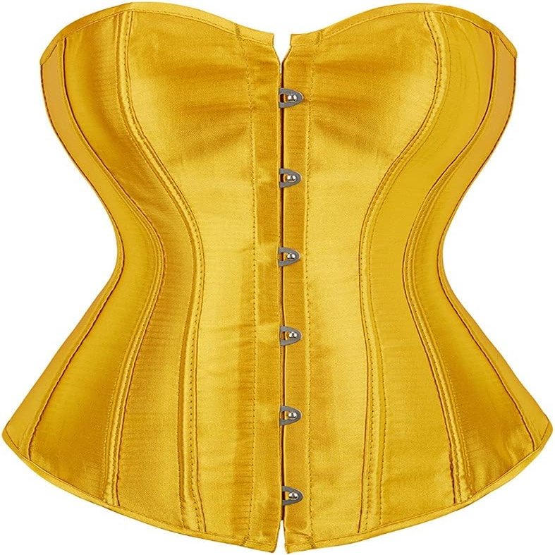 ADELCE Women's Sexy Boned Overbust Shaper Push Up Bodysuit Lace up Corsets and Strap Bustiers Top Ginger XS