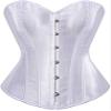 ADELCE Women's Sexy Boned Overbust Shaper Push Up Bodysuit Lace up Corsets and Strap Bustiers Top White XS view 1