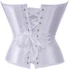 ADELCE Women's Sexy Boned Overbust Shaper Push Up Bodysuit Lace up Corsets and Strap Bustiers Top White XS view 2