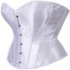 ADELCE Women's Sexy Boned Overbust Shaper Push Up Bodysuit Lace up Corsets and Strap Bustiers Top White XS view 3