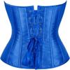 ADELCE Women's Sexy Boned Overbust Shaper Push Up Bodysuit Lace up Corsets and Strap Bustiers Top Blue S view 2