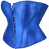 ADELCE Women's Sexy Boned Overbust Shaper Push Up Bodysuit Lace up Corsets and Strap Bustiers Top Blue S view 3