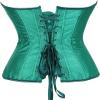 ADELCE Women's Sexy Boned Overbust Shaper Push Up Bodysuit Lace up Corsets and Strap Bustiers Top Green XS view 2