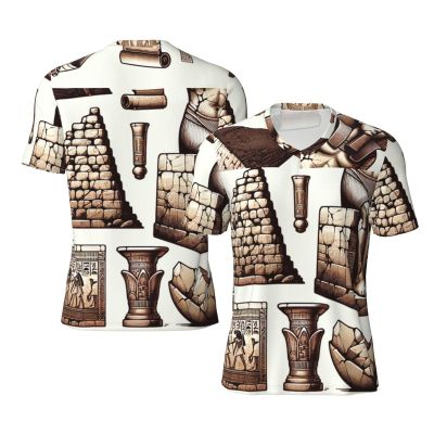 Stylish Athletic Sports Jersey Ancient-Egyptian-Pyramid-Pharaoh Men's Rugby Jersey Medium Black