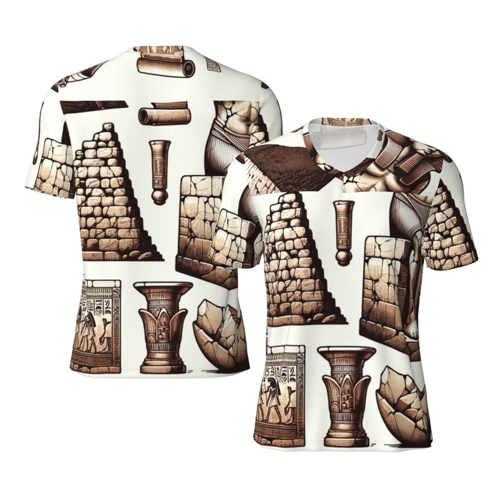Stylish Athletic Sports Jersey Ancient-Egyptian-Pyramid-Pharaoh Men's Rugby Jersey Medium Black
