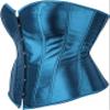 ADELCE Women's Sexy Boned Overbust Shaper Push Up Bodysuit Lace up Corsets and Strap Bustiers Top Teal Blue S view 3