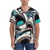 Stylish Athletic Sports Jersey Shark-Open-Mouth-Doodle Men's Rugby Jersey X-Large view 4