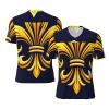 Stylish Athletic Sports Jersey Blue-Fleur-De-Lis-Gold Men's Rugby Jersey Xx-Large view 1