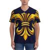 Stylish Athletic Sports Jersey Blue-Fleur-De-Lis-Gold Men's Rugby Jersey Xx-Large view 3