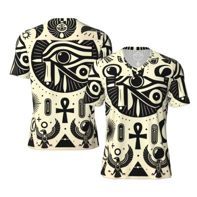Stylish Athletic Sports Jersey Horus-Eye-Pyramid-Moon Men's Rugby Jersey X-Large Black