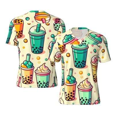 Stylish Athletic Sports Jersey Colorful-Milk-Tea Men's Rugby Jersey Large