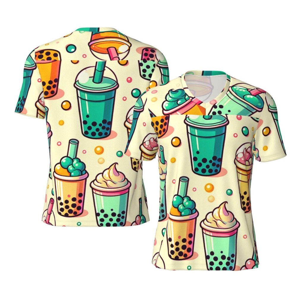Stylish Athletic Sports Jersey Colorful-Milk-Tea Men's Rugby Jersey Large